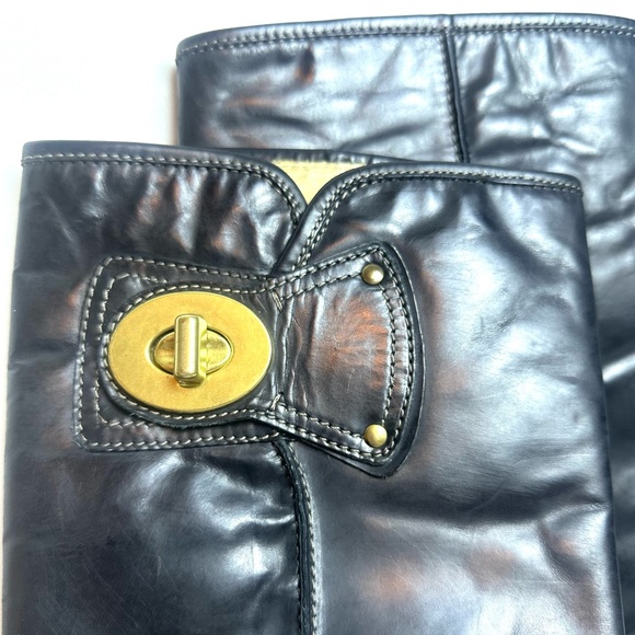 ♦️COACH Black Leather Knee High Boots Sara Boot Made in Italy Size 7.5B - Picture 3 of 11